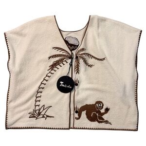 NWT Tombolo Unisex Cream & Brown Monkey Beach Towel Cover-Up Top  (M/L)